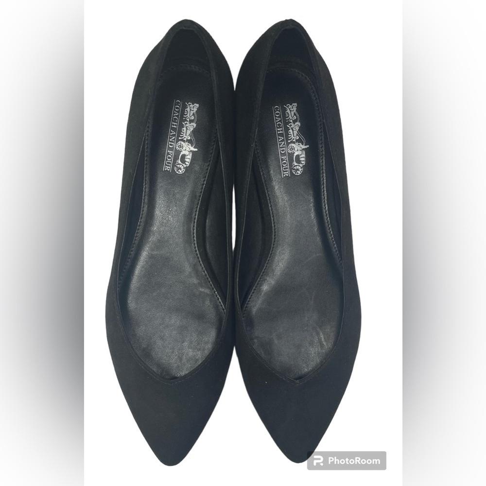 Coach and Four Black Flats